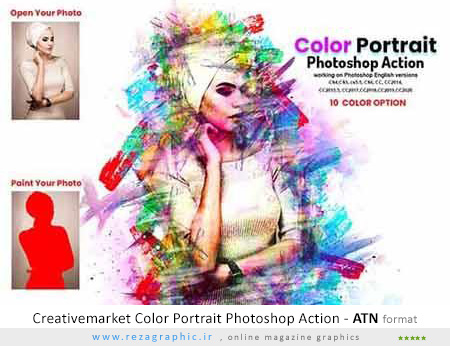اکشن فتوشاپ پرتره رنگی - Creativemarket Color Portrait Photoshop Action